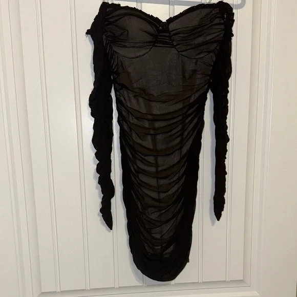 Windsor Black Ruched Mini Dress - Picture 1 of 5